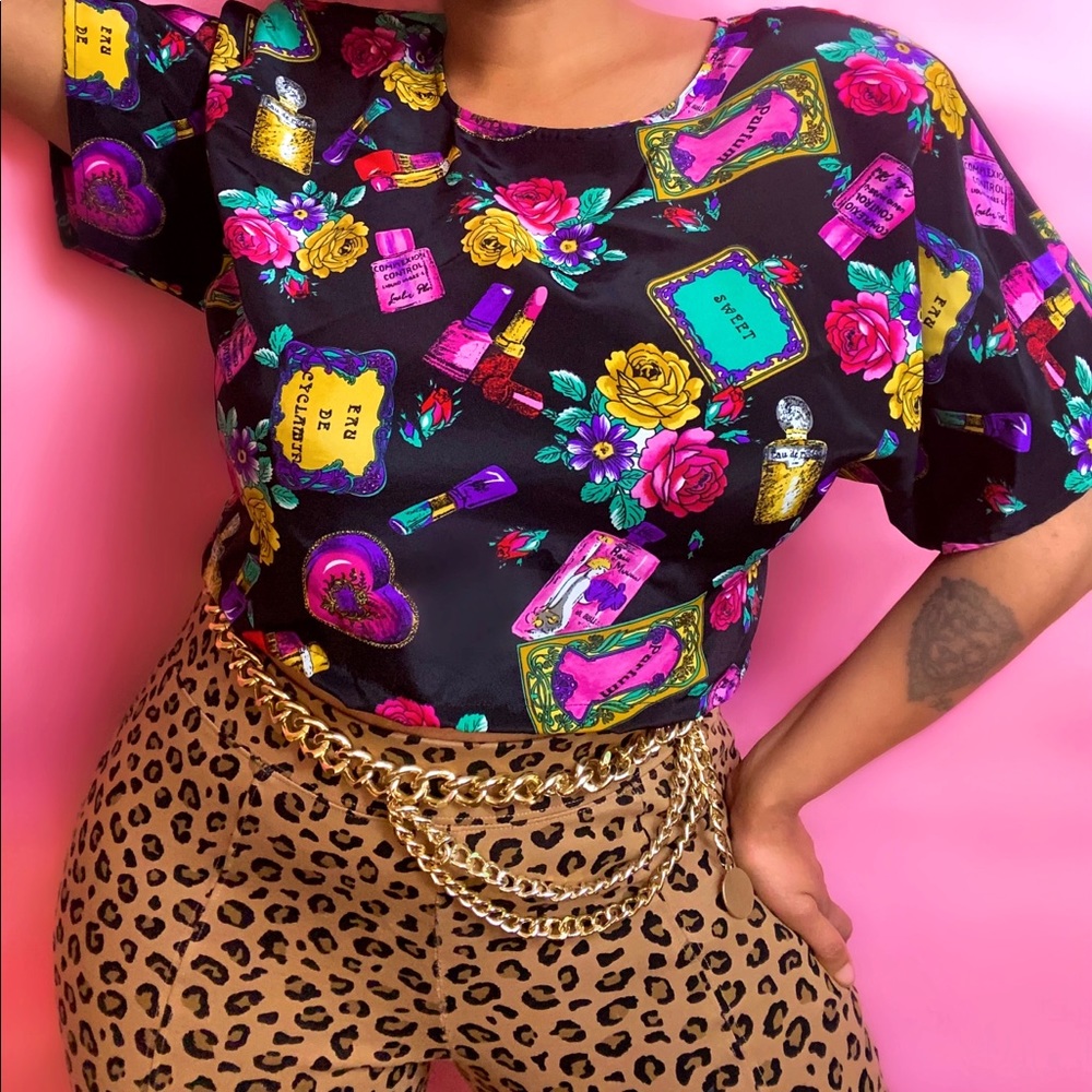Vintage girly crop top reworked blouse size small